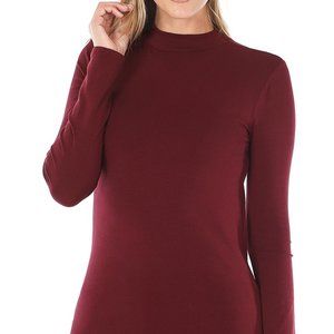 312. Long Sleeve Mock Neck Top DK Burgandy